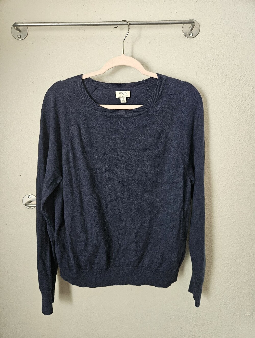 J. Crew Dark Navy Blue Crewneck Cashmere Blend Sweater Medium